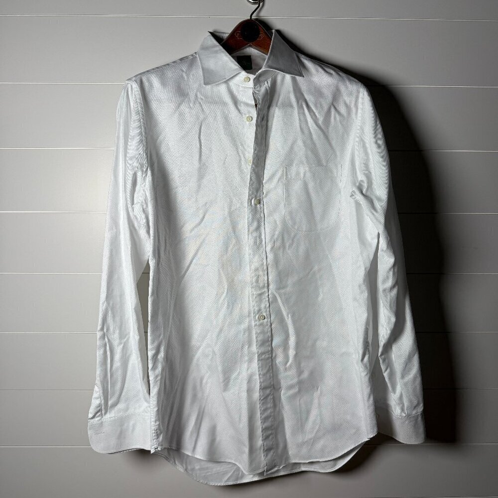 Sid Mashburn Dress Shirt Men White Button Up Long Sleeve 100% Cotton